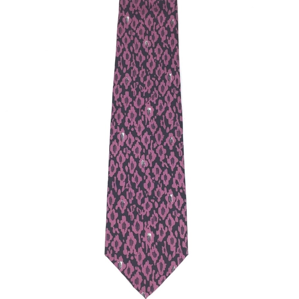 Men's Serica Pink & Black Tie 100% Pure Italian Silk Wide Short Dress Necktie - Picture 4 of 10